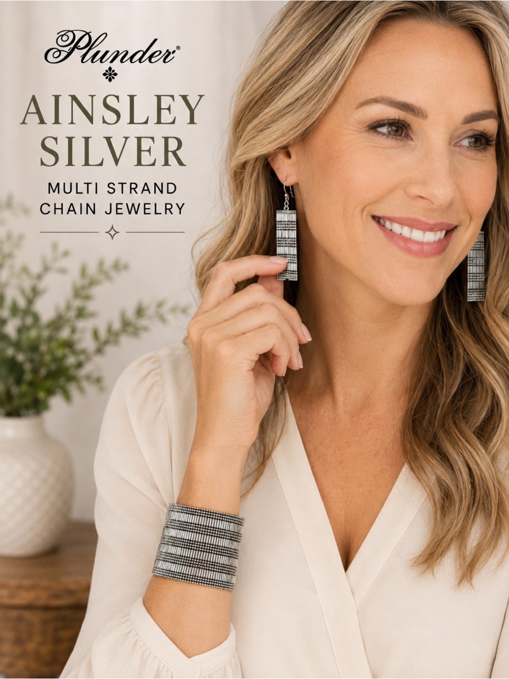 Set: Plunder Ainsley Silver and Black Multi-Strand Chain Earrings